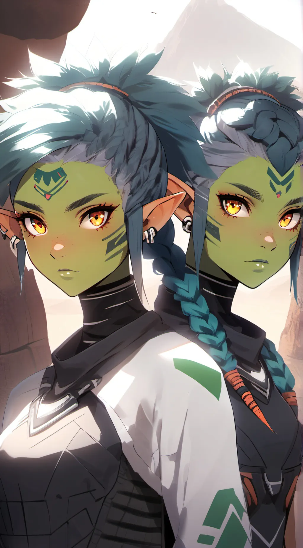 ai character: Mŷia + Kyæ Kall background