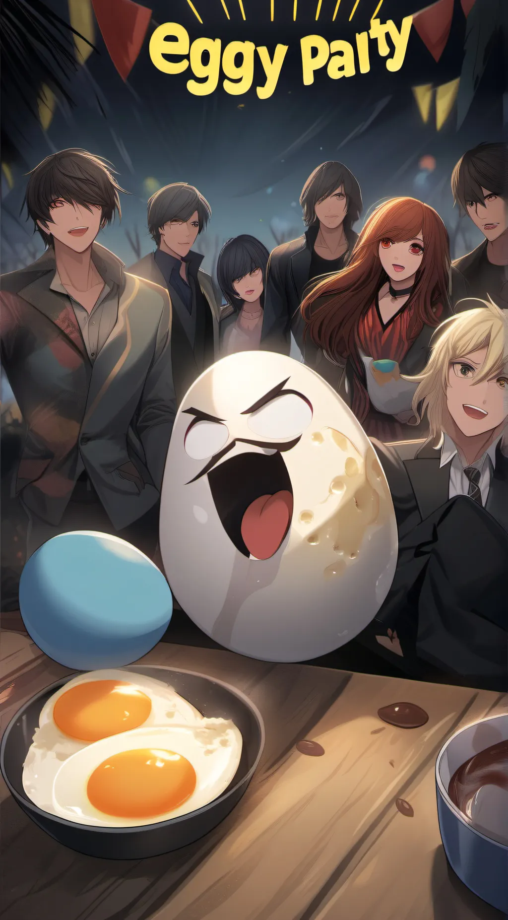 ai character: eggy party background