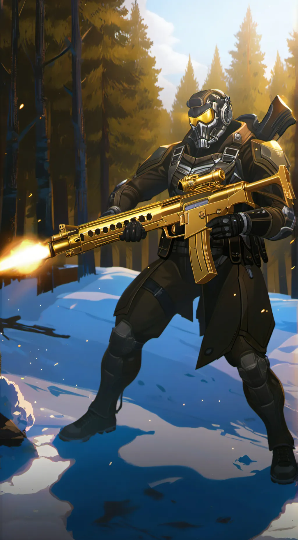 ai character: Legendary m4 gun background