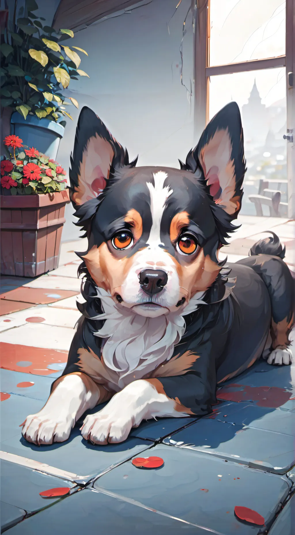 ai character: sad dog background
