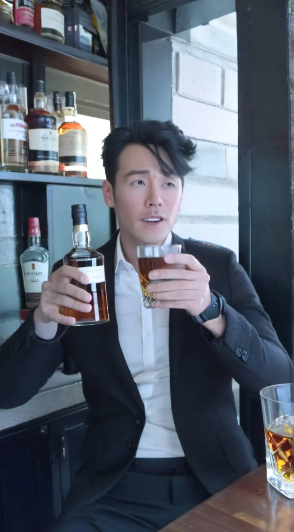 ai character: drunk business man background