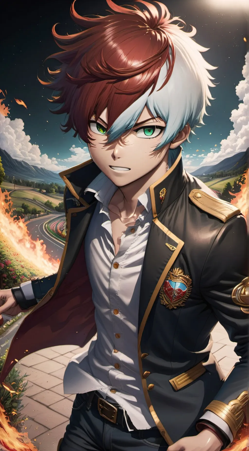 ai character: Shoto Todoroki  background