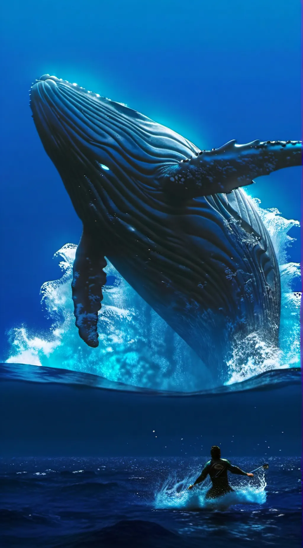 ai character: 52 Hertz Whale background