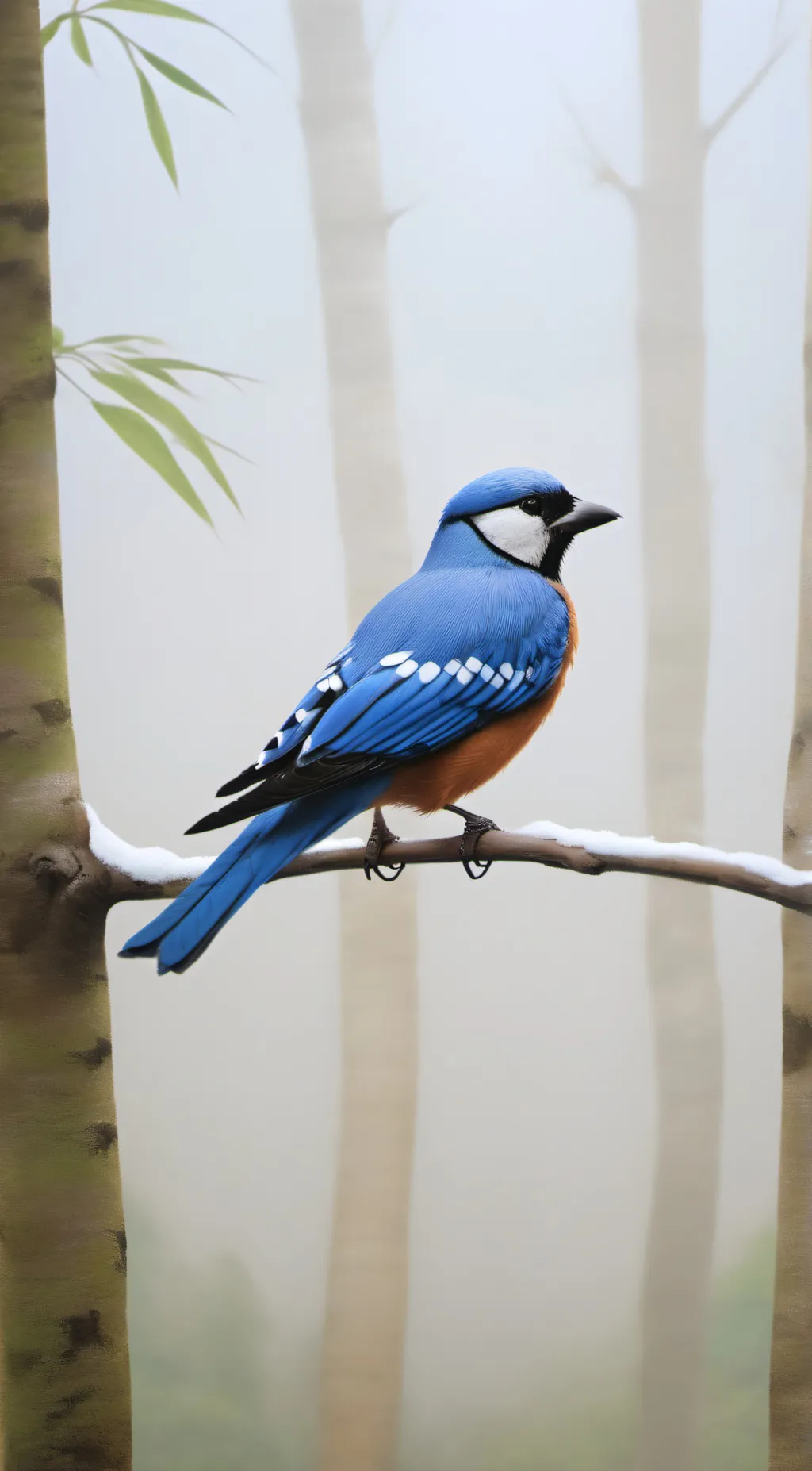 ai character: Blue bird background