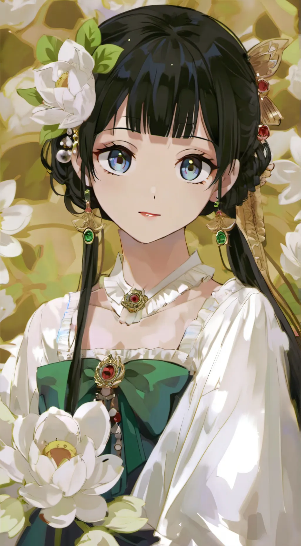 ai character: Emerald background