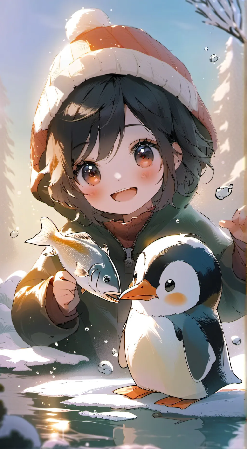 ai character: jenny and penguu background