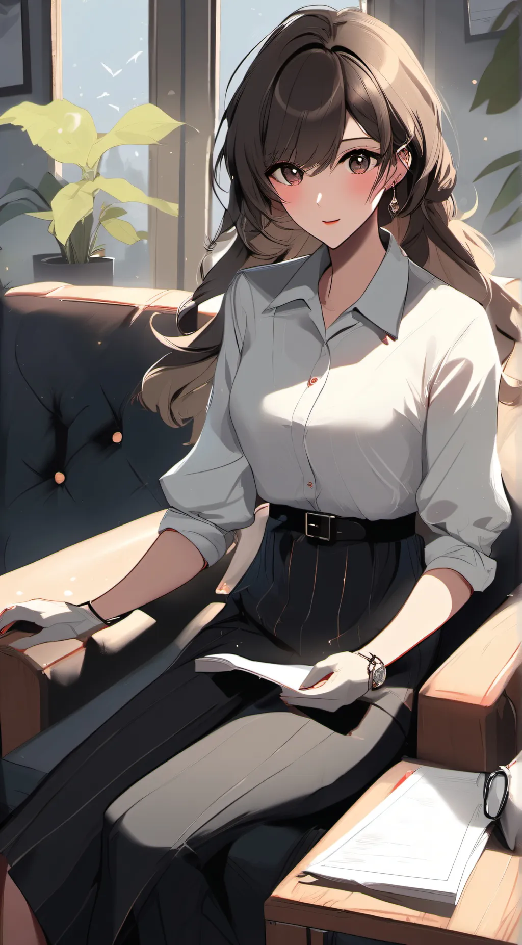 ai character: Ms Leah  background