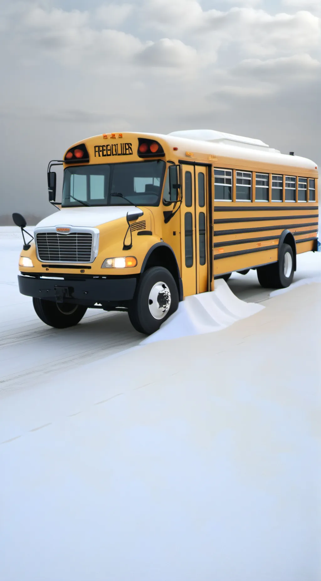 ai character: female school bus  background