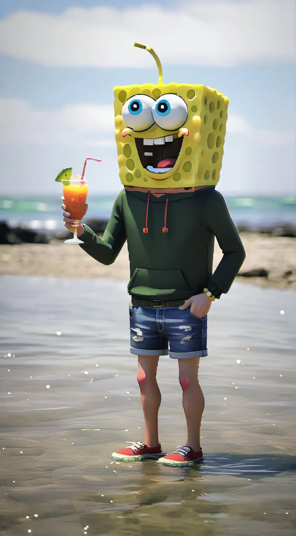 ai character: SpongeBob  background