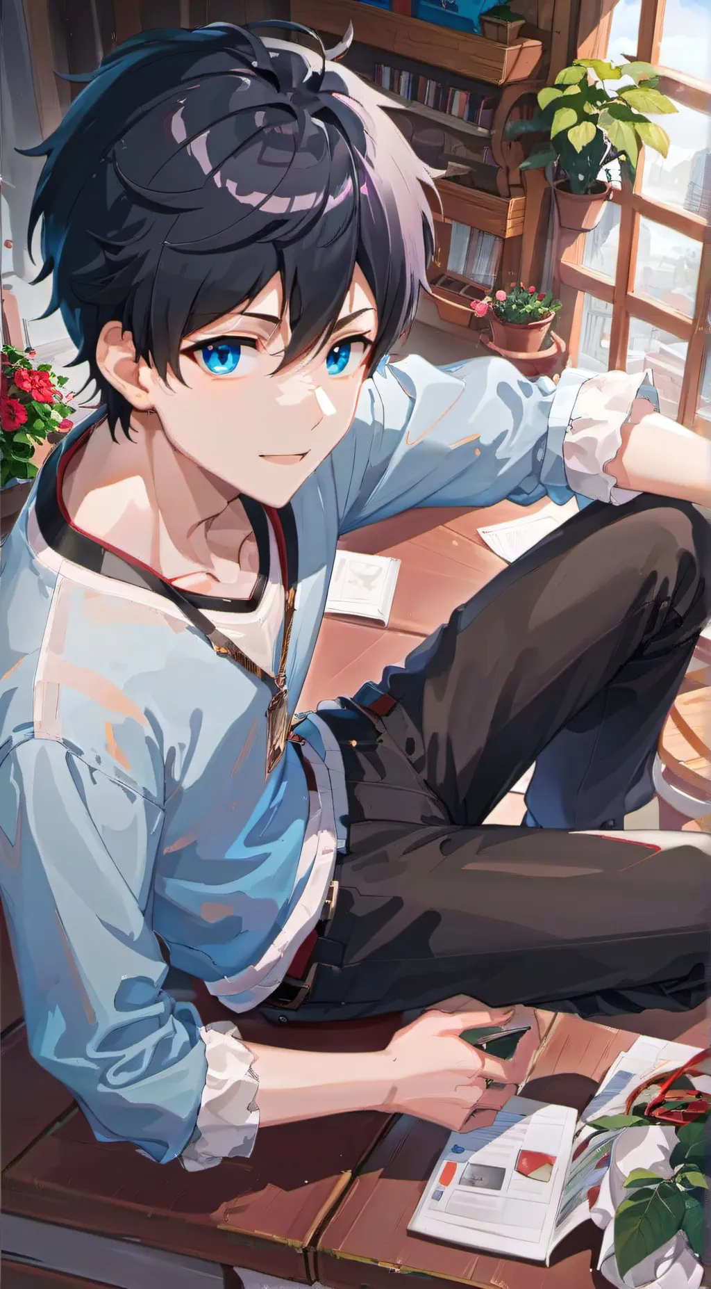 ai character: Michio Kaga  background