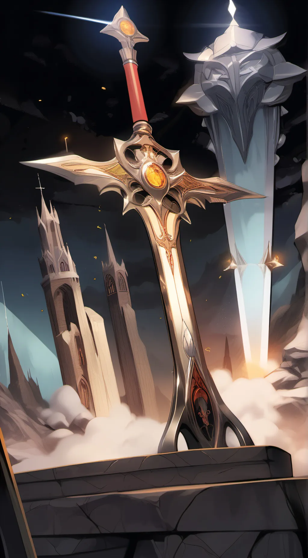 ai character: The sword in stone background