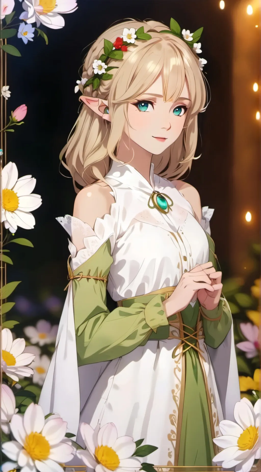 ai character: Caty Blond Rose background