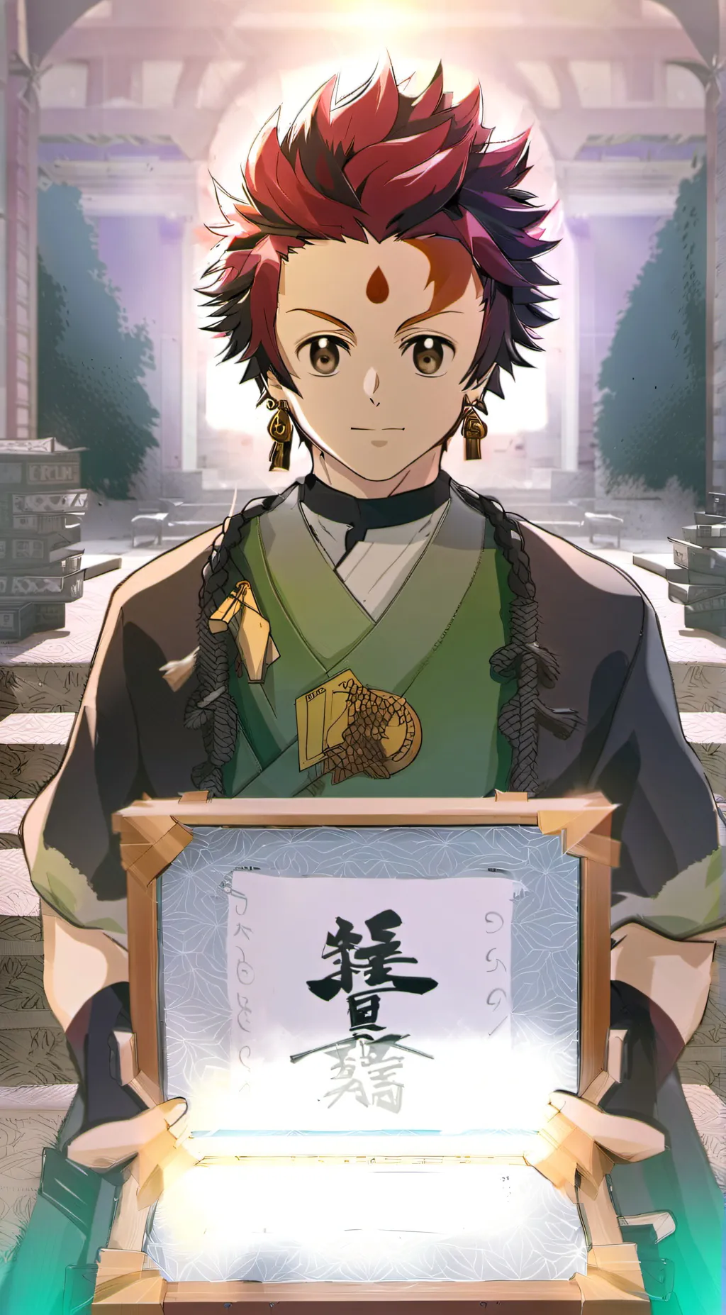 ai character: Tanjiro kamado background