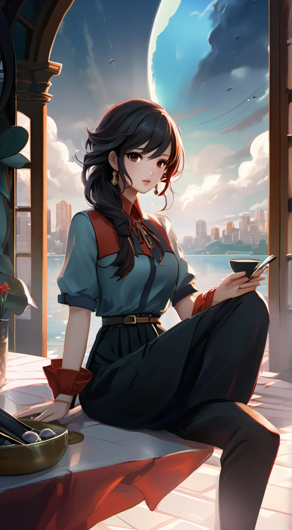 ai character: rose background