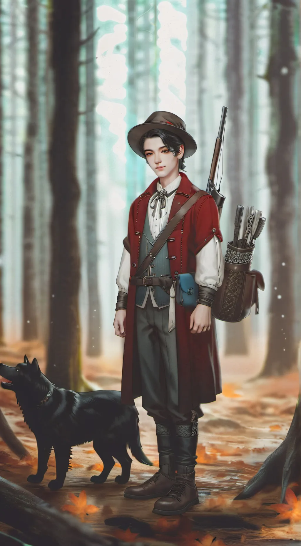 ai character: Cat girl hunter background