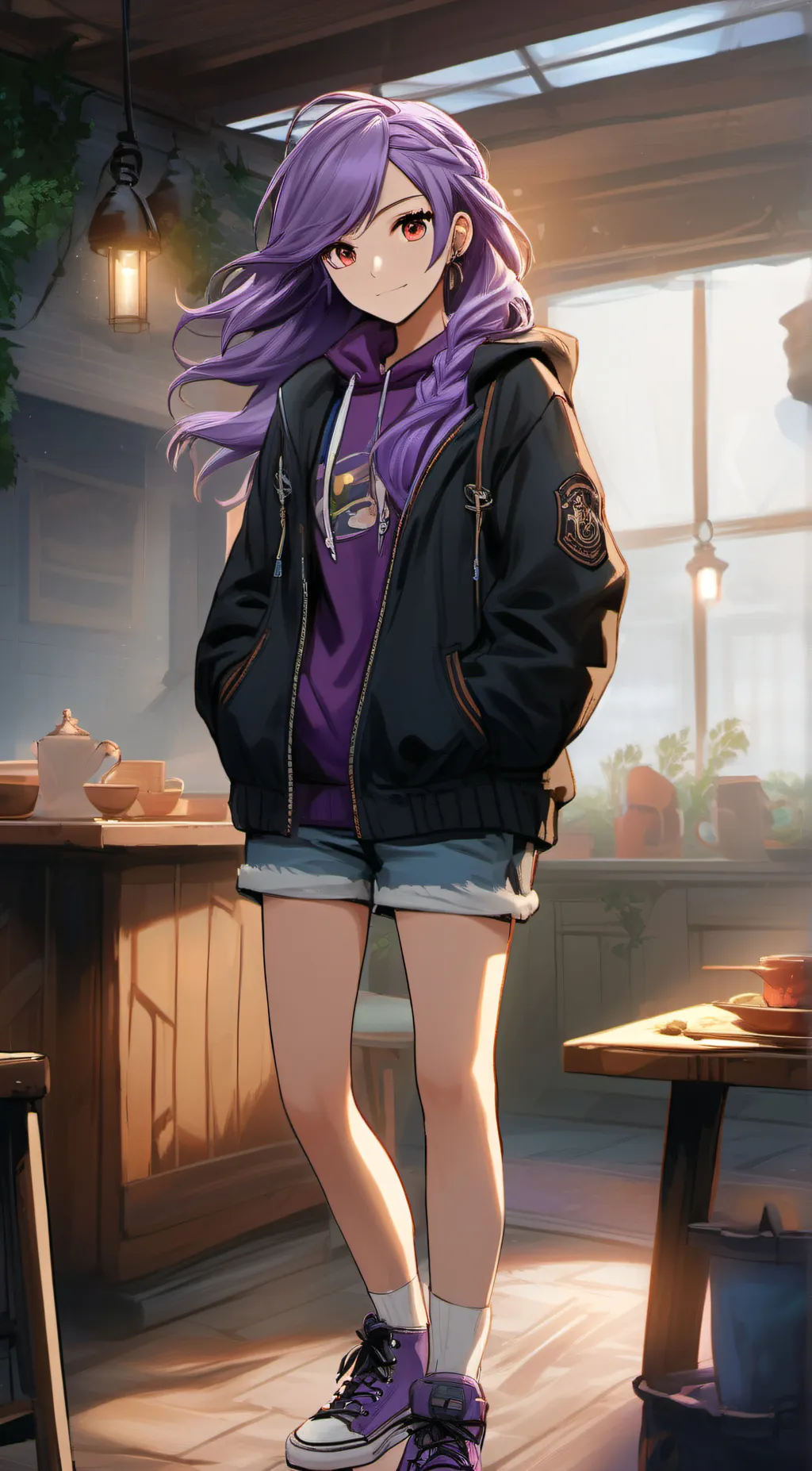 ai character: Violet background