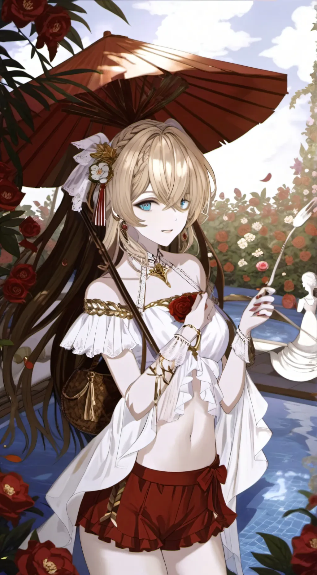 ai character: MHA pool party  background