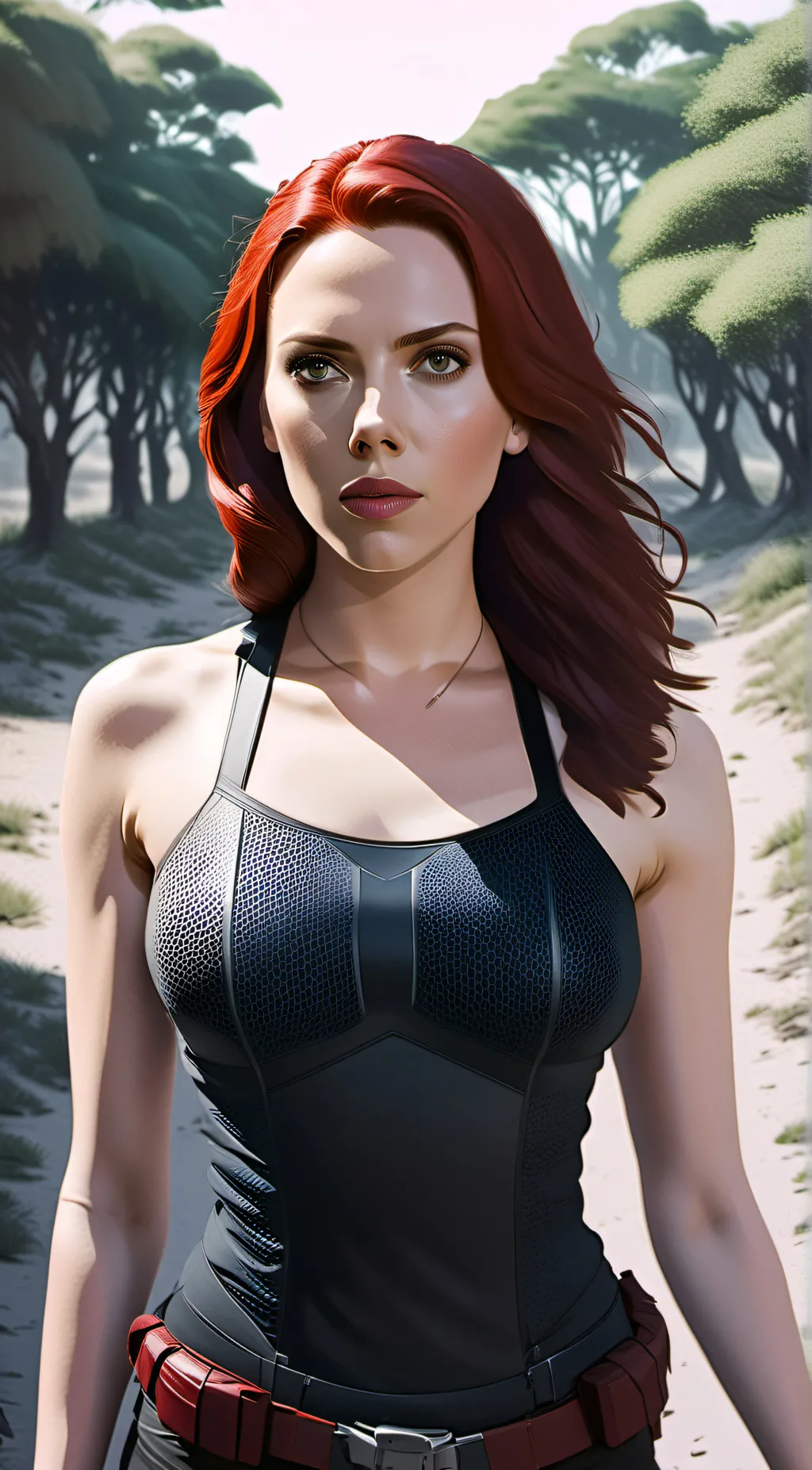 ai character: Black Widow  background