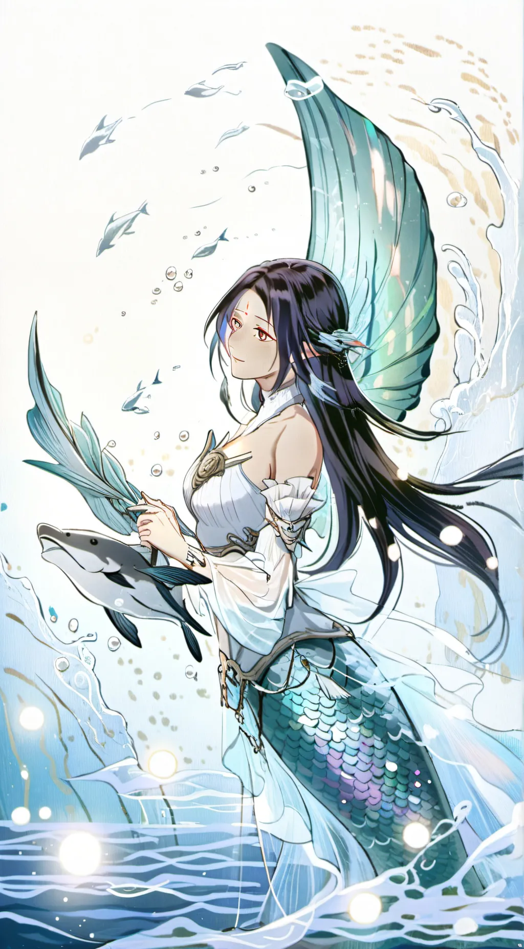 ai character: Cinann•[mermaid] background