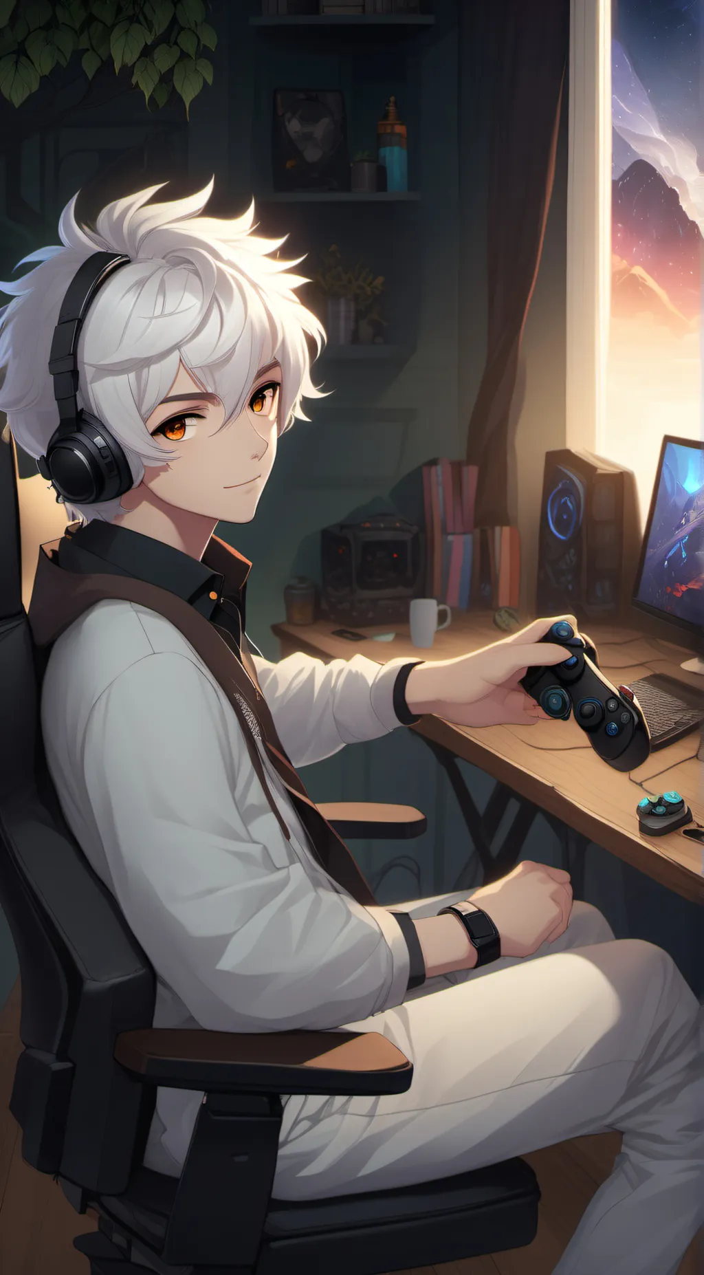 ai character: gamer boy background