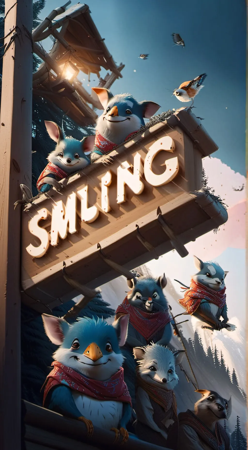 ai character: Smiling critters background