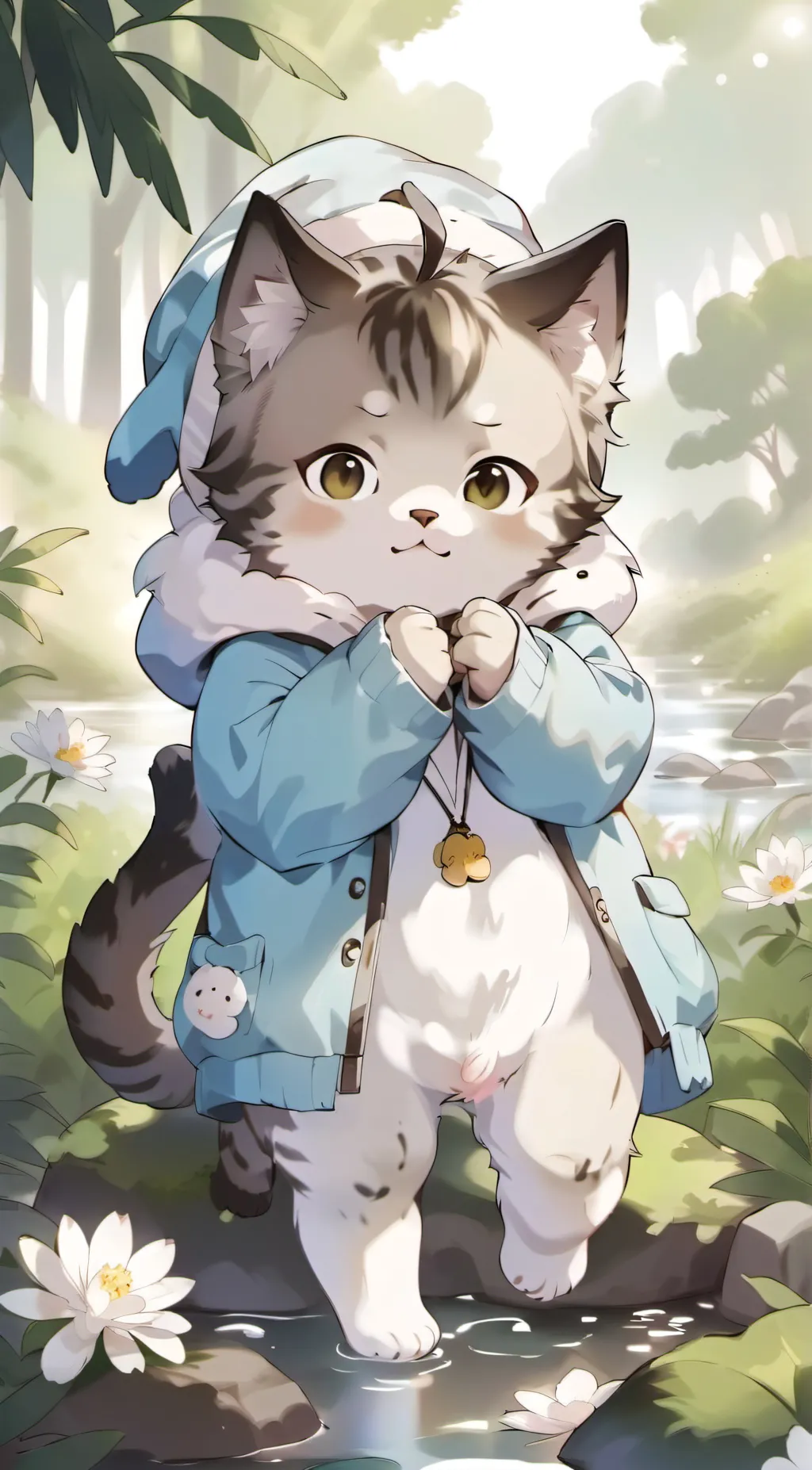 ai character: Cute frog kitty background
