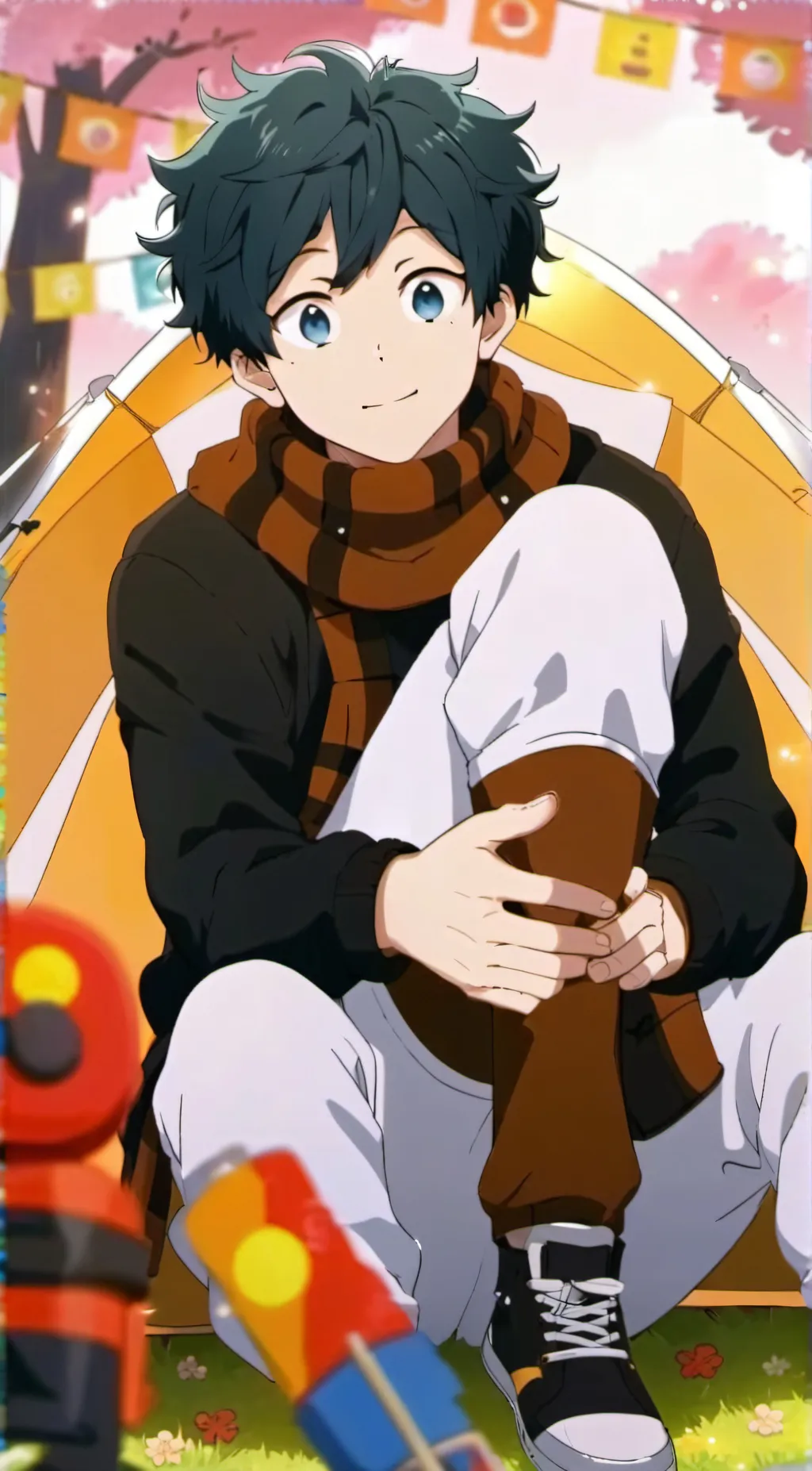 ai character: deku (camping background