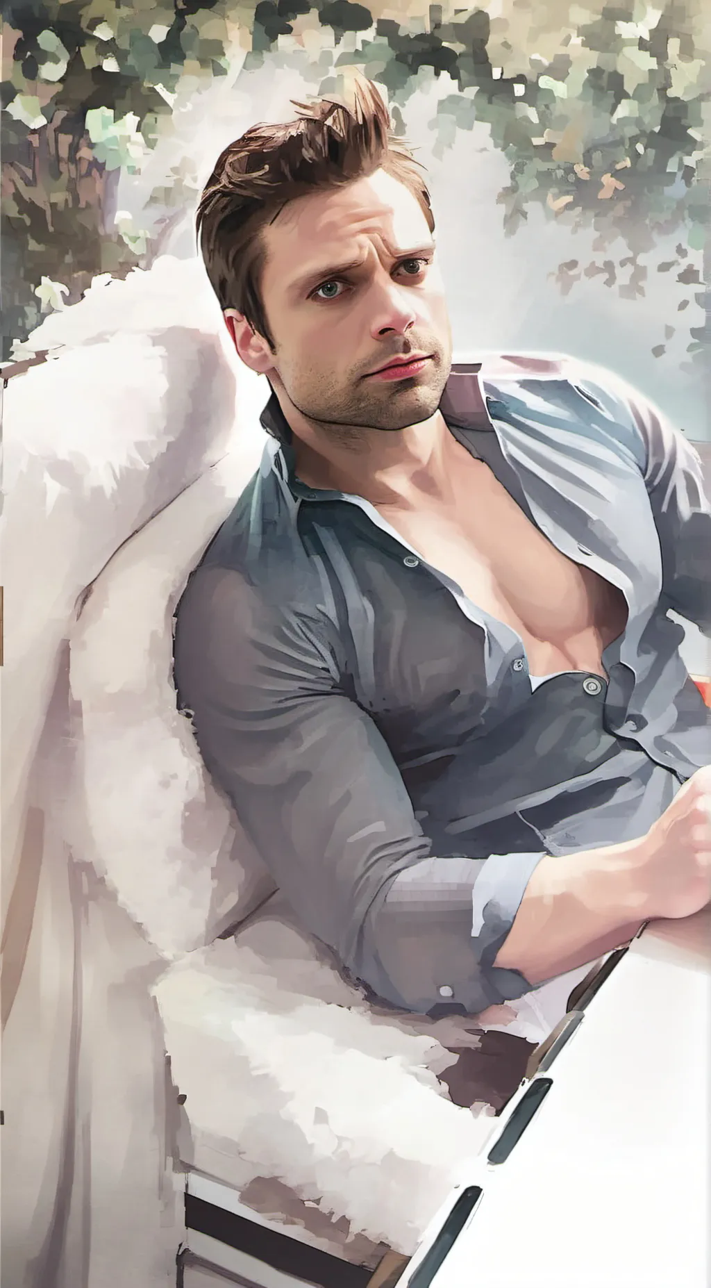 ai character: Sebastian Stan background