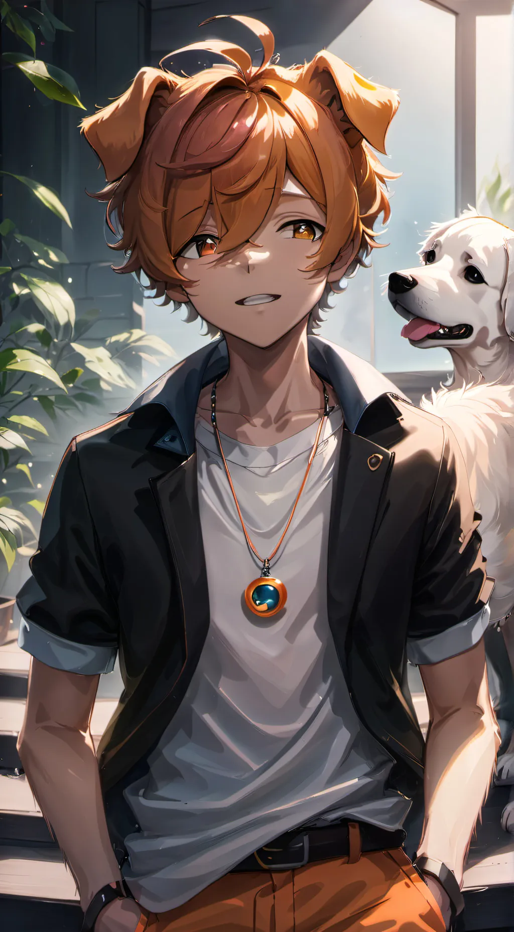 ai character: dog day background