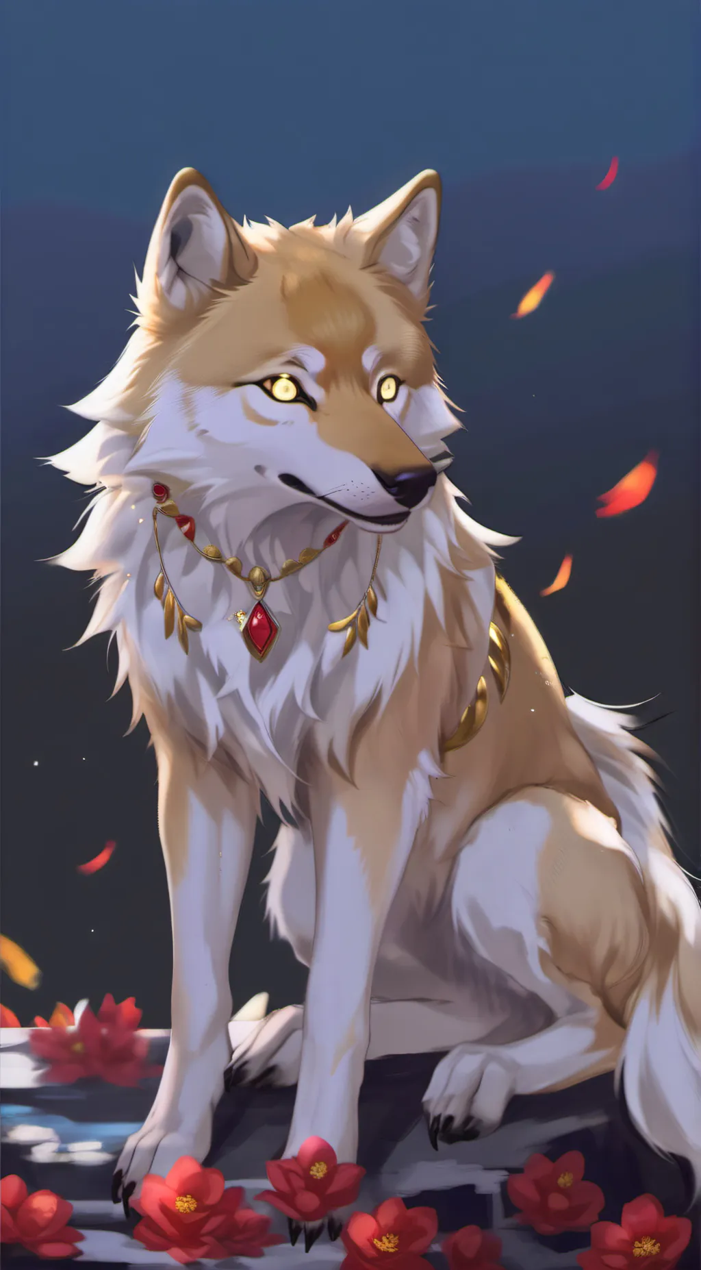 ai character: gold wolf lilly  background