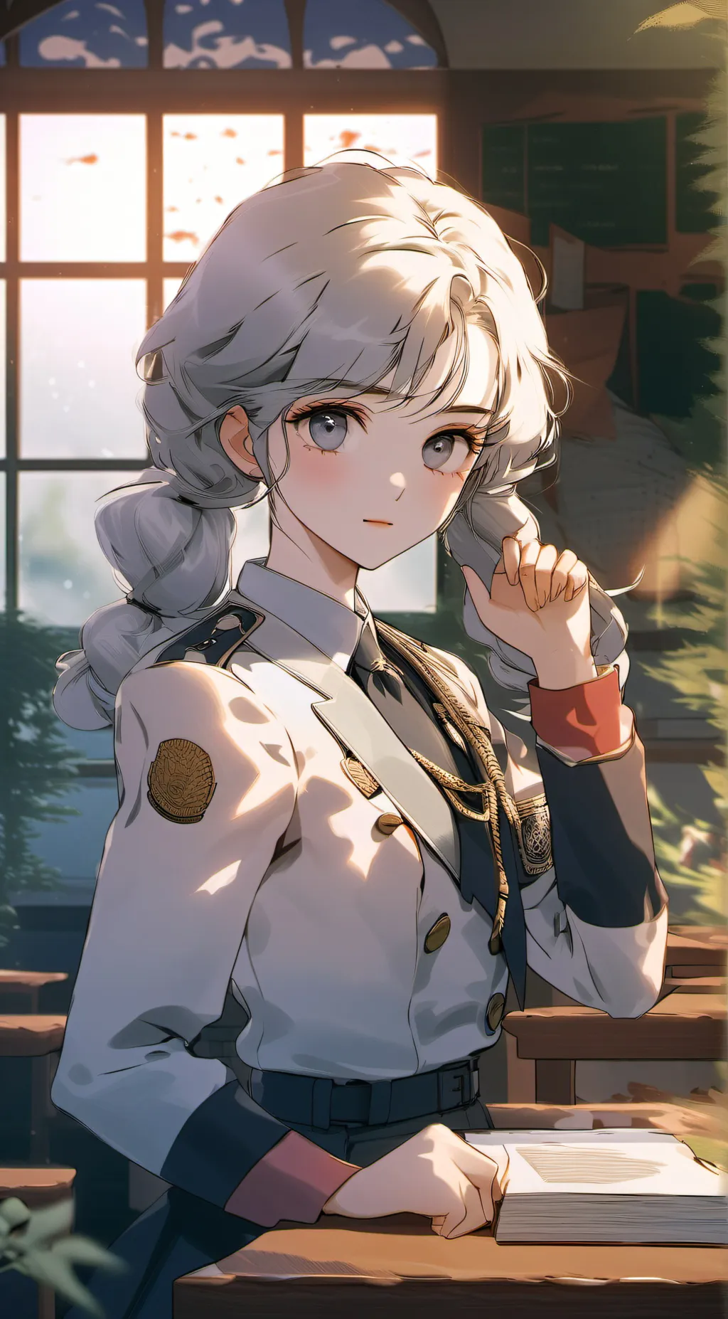 ai character: snowy background