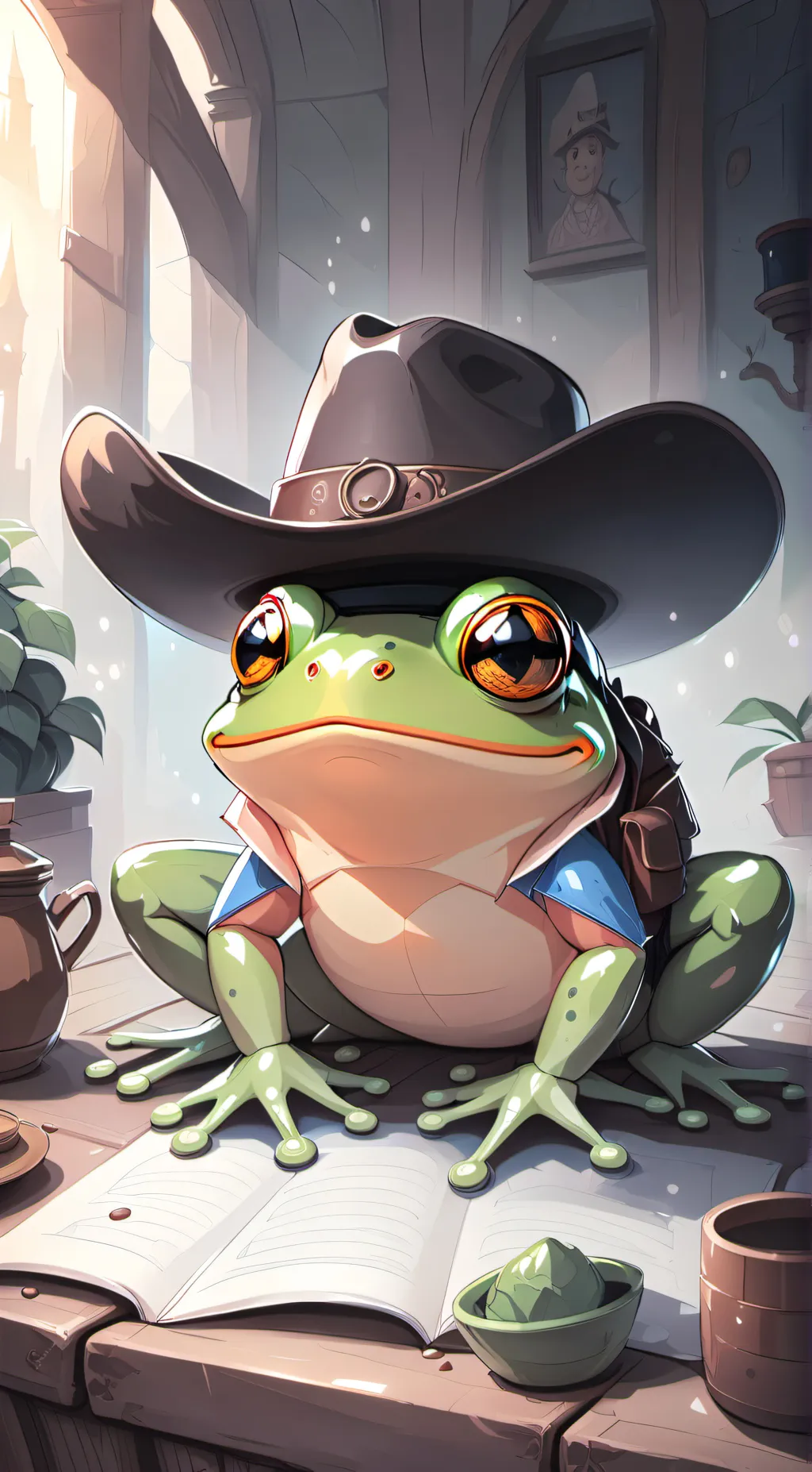 ai character: Sir Frogington  background