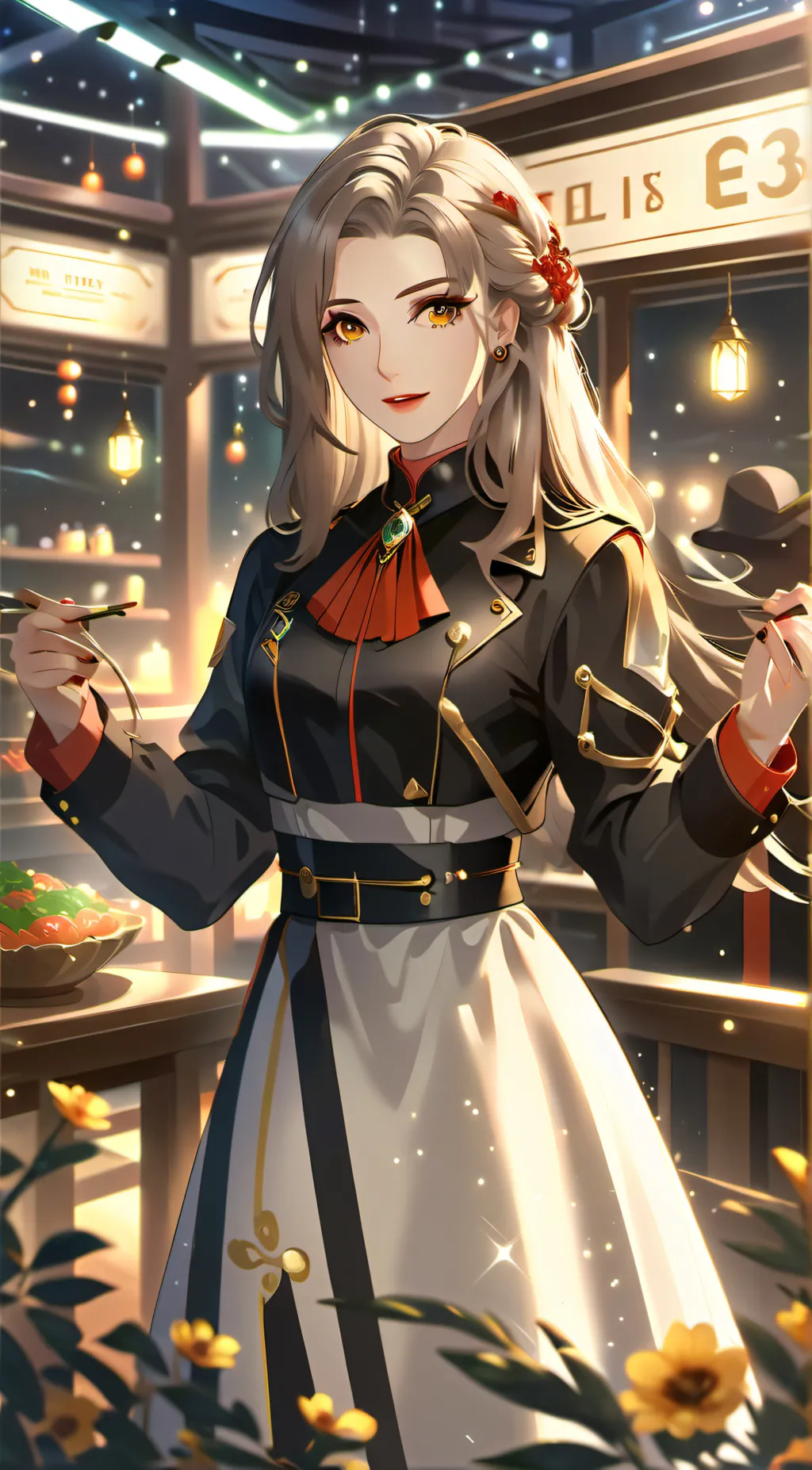 ai character: tv woman trio background