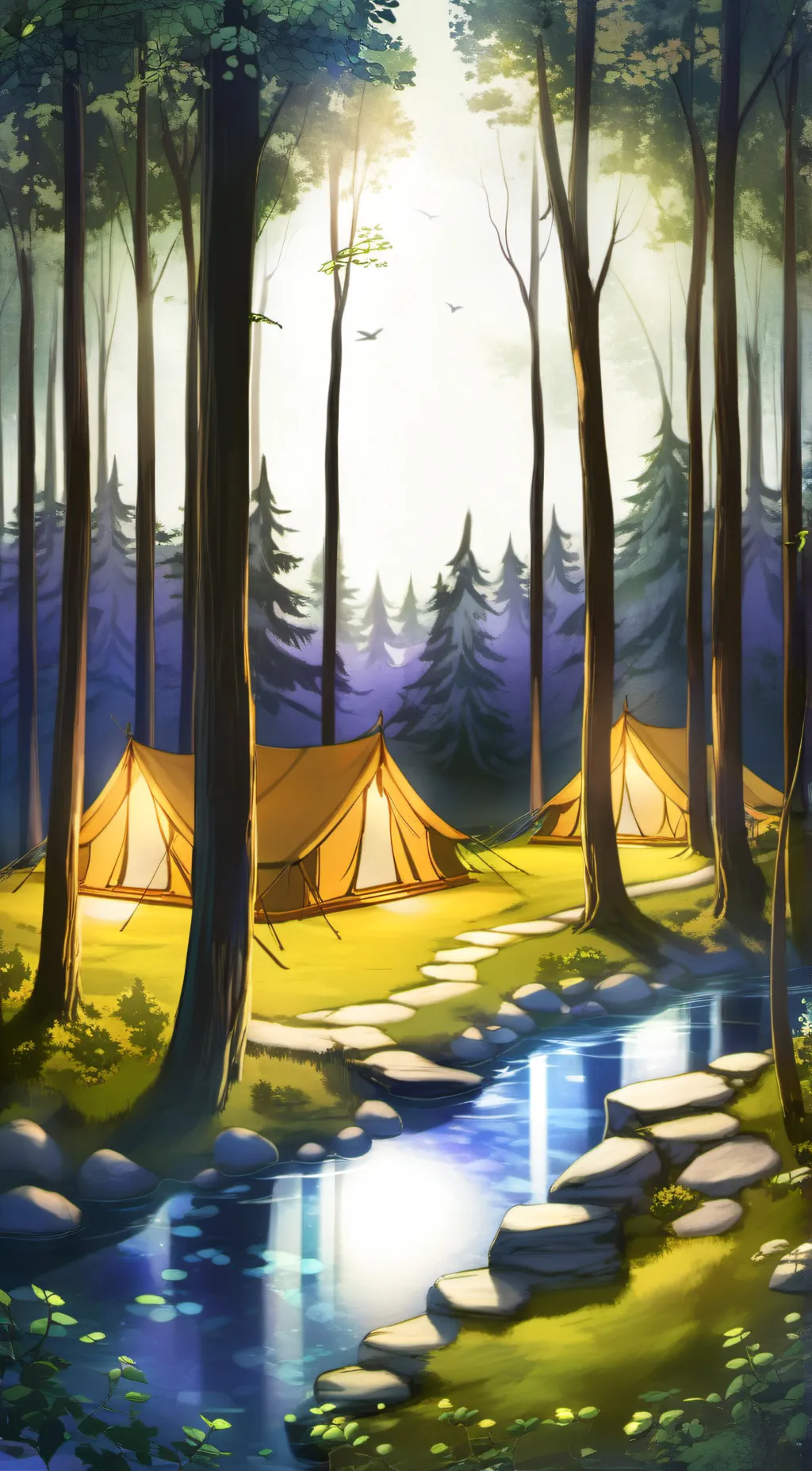 ai character: MHA camping  background
