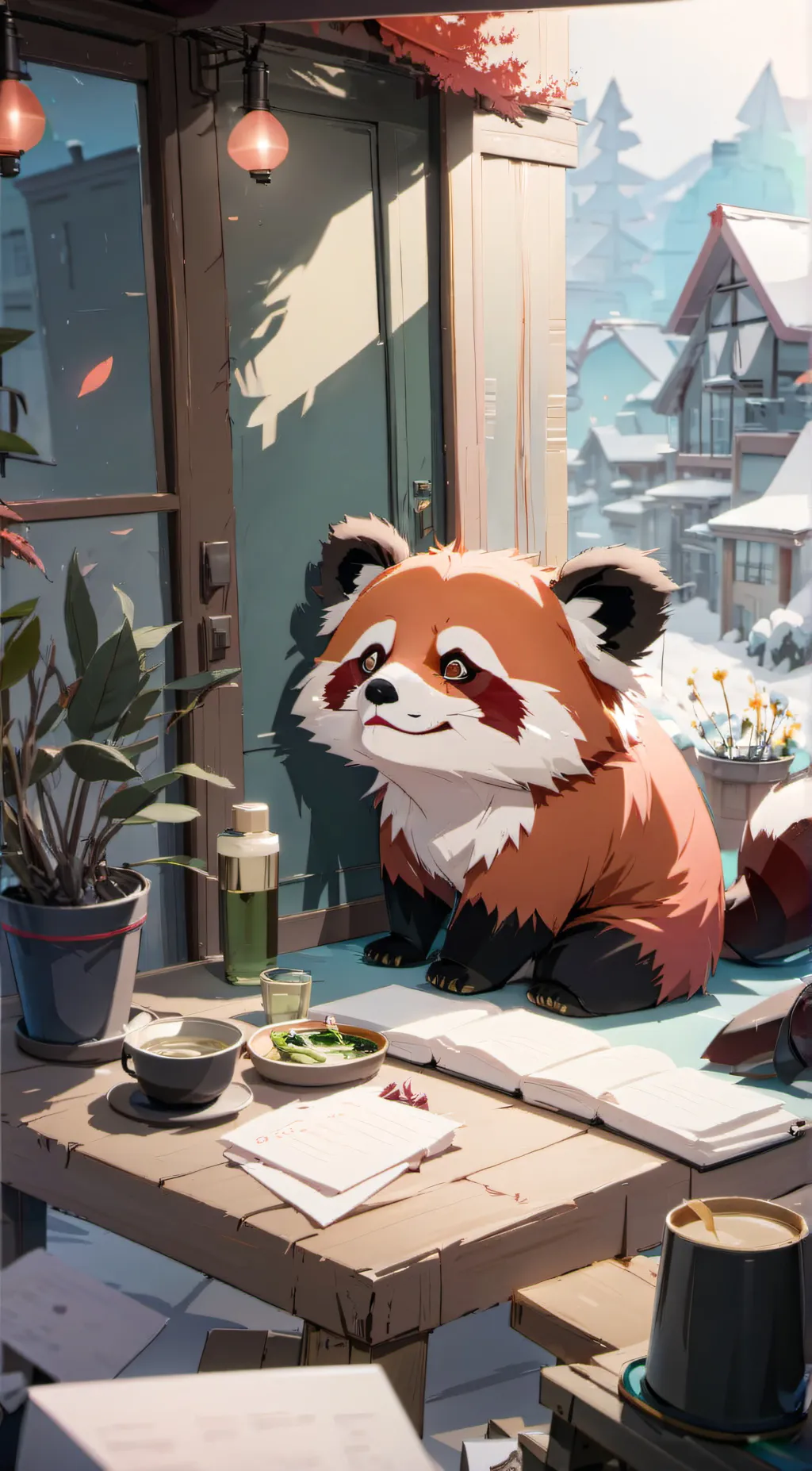 ai character: red panda background