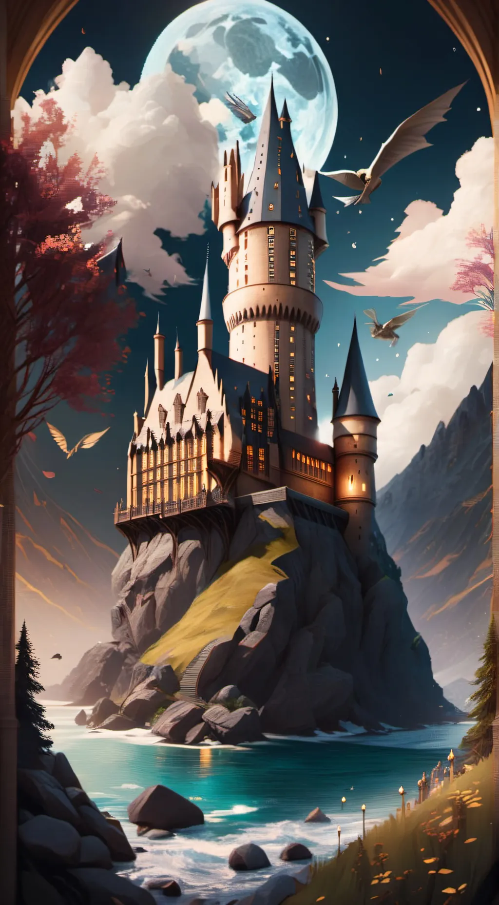 ai character: Hogwarts  background
