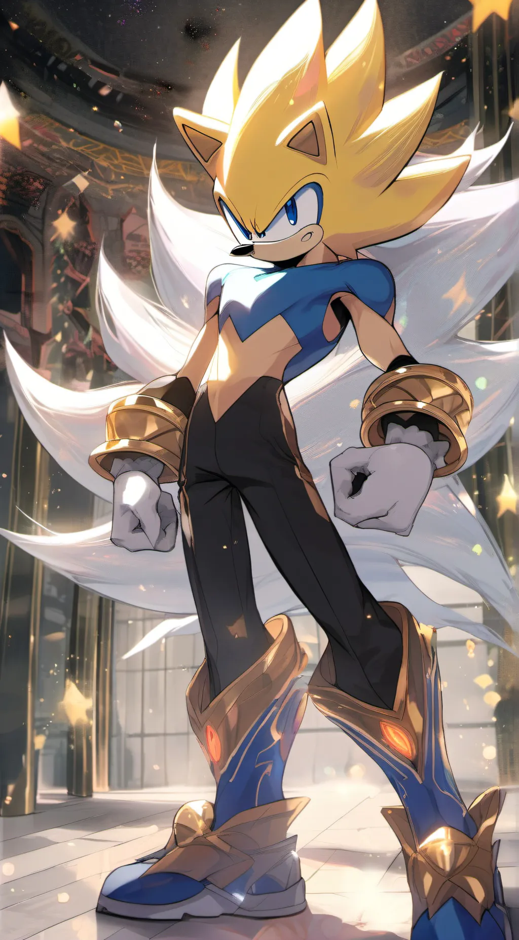 ai character: super Sonic  background