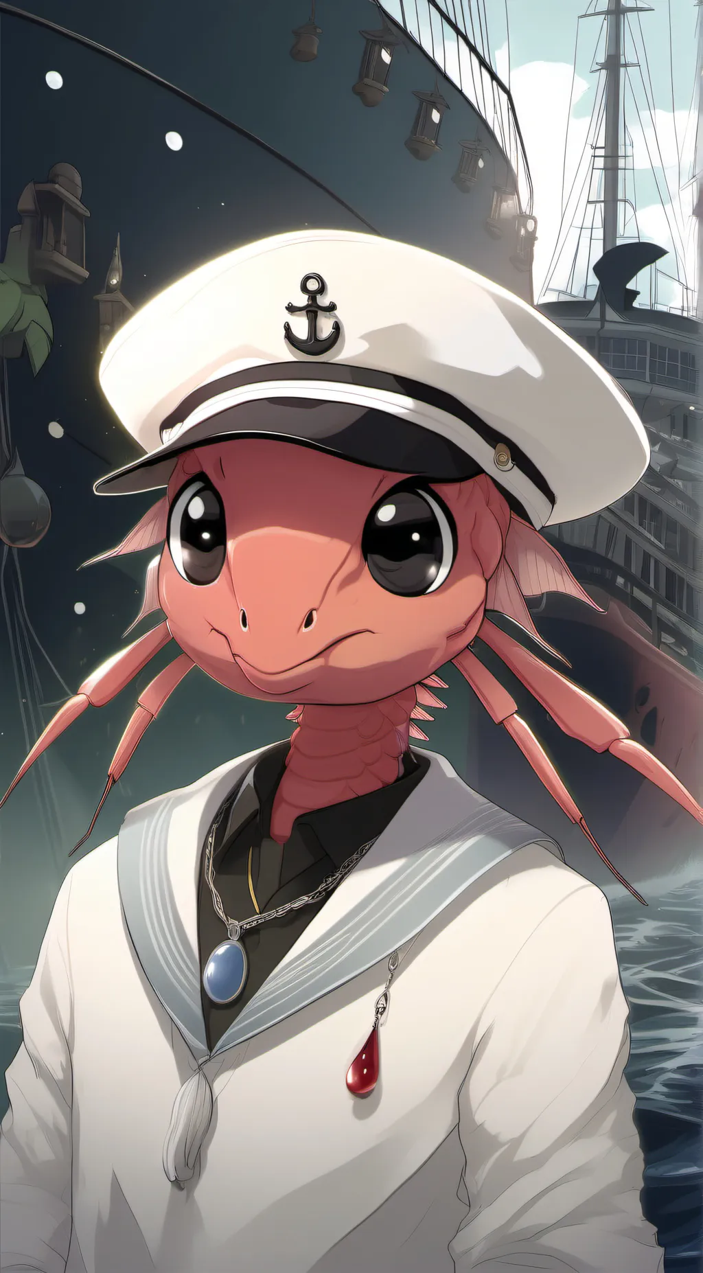 ai character: Sailor shrimp  background