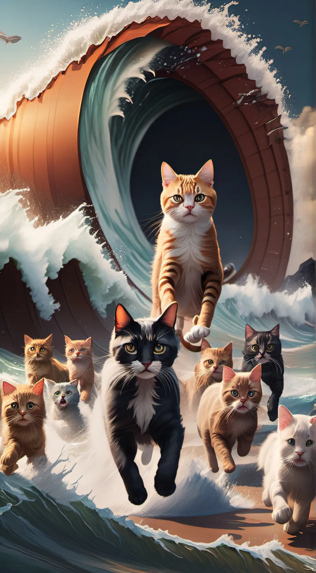 ai character: CAT TSUNAMI! background