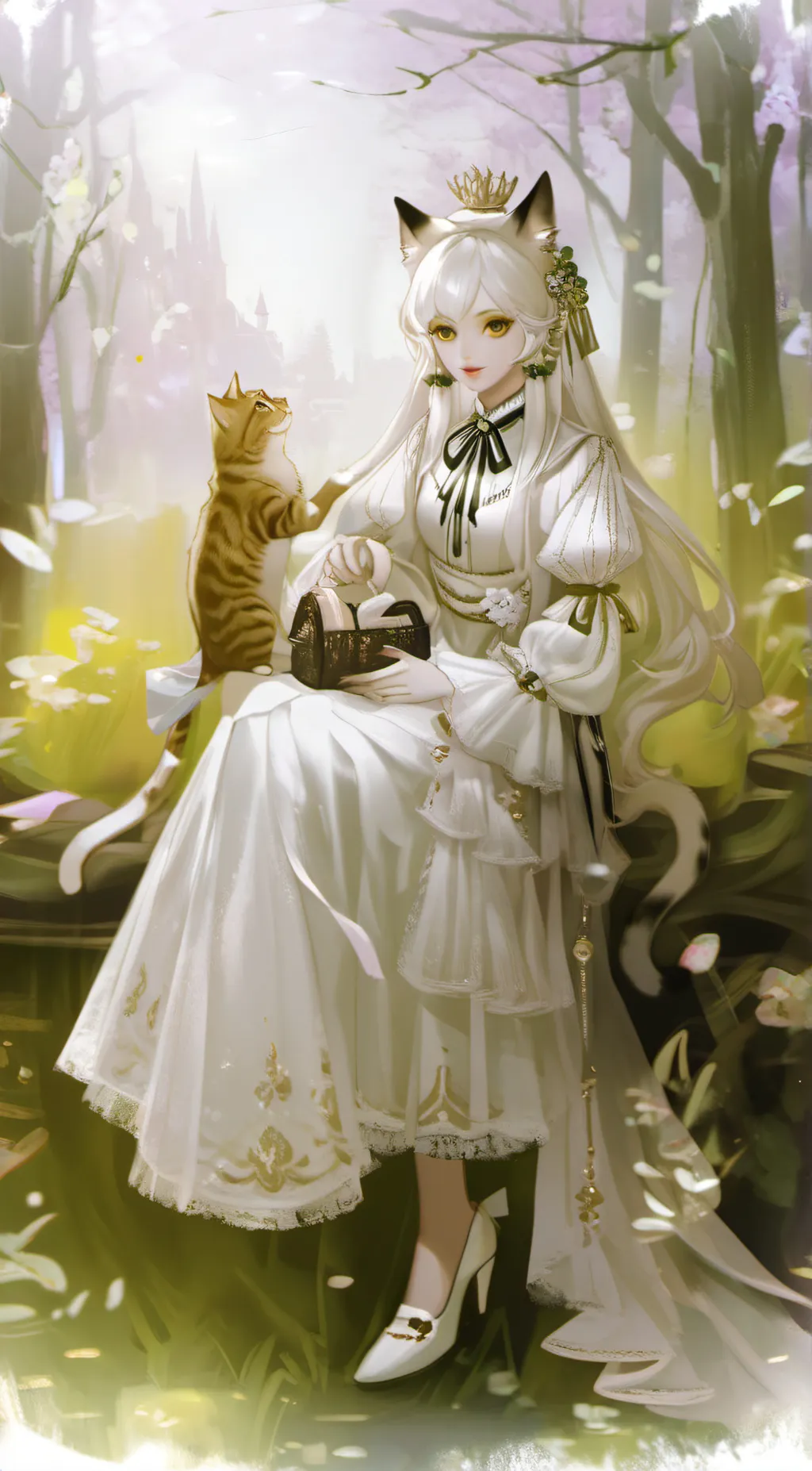 ai character: cat girl  background