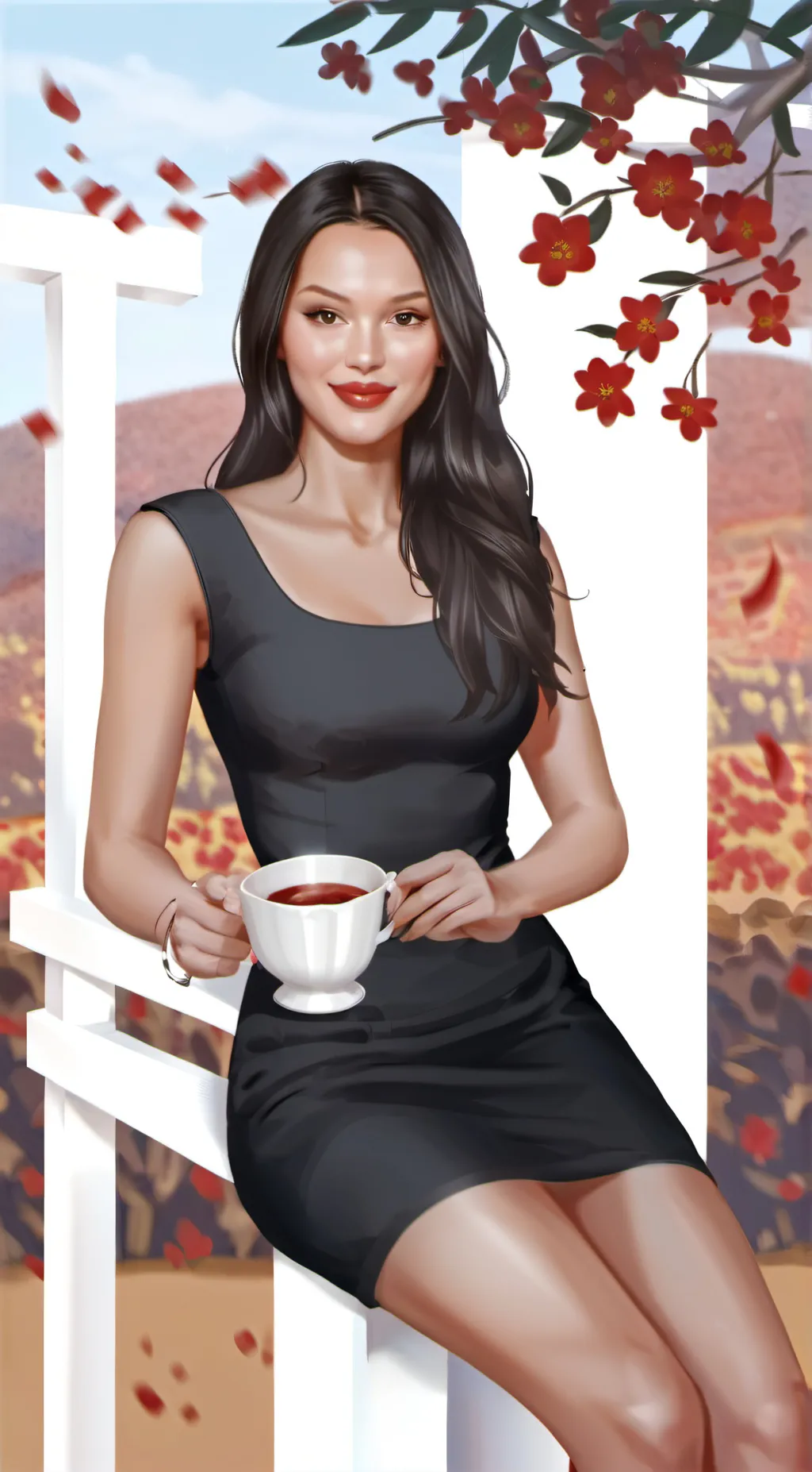 ai character: oliva Rodrigo  background