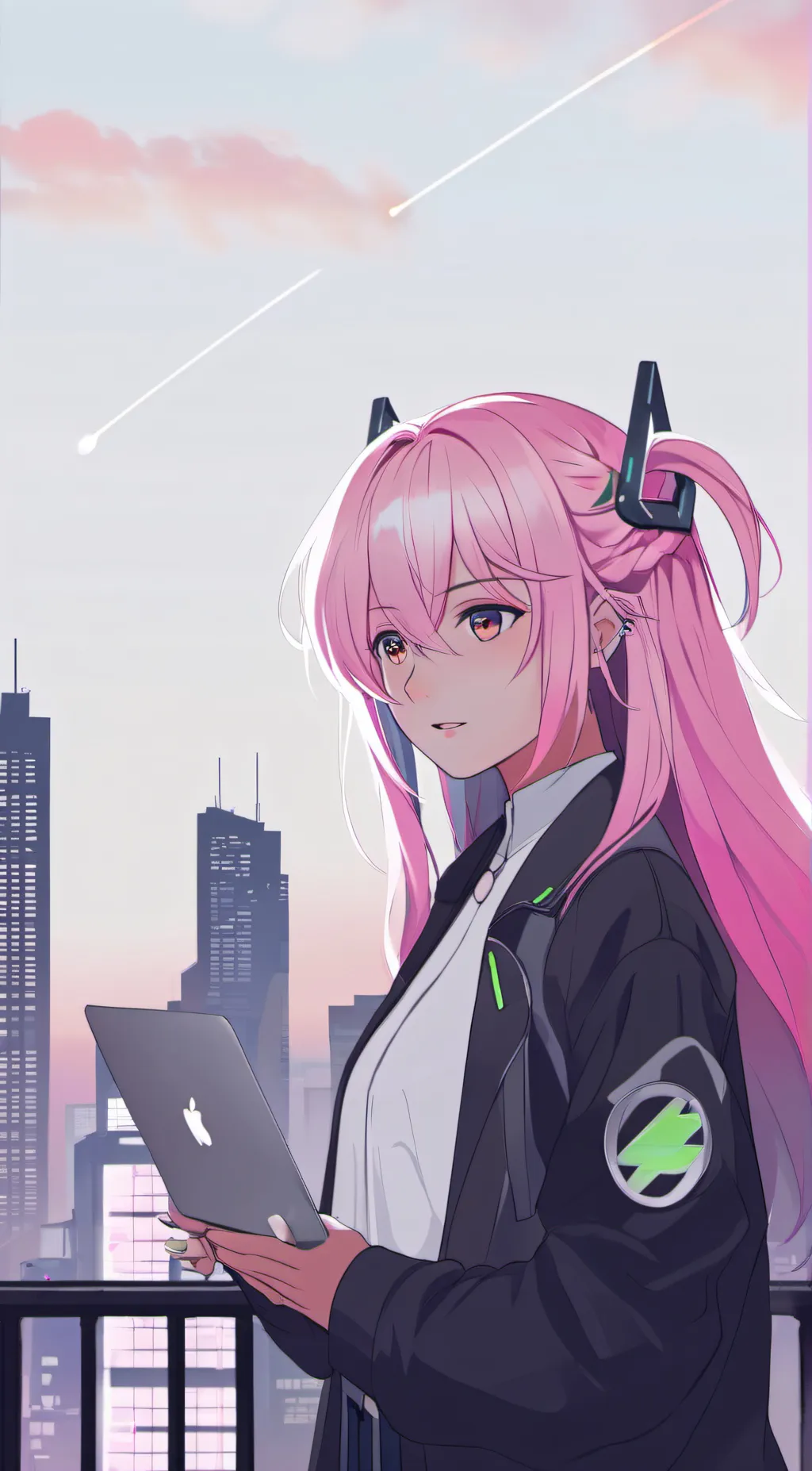 ai character: Pink₽¥₩Ħ background