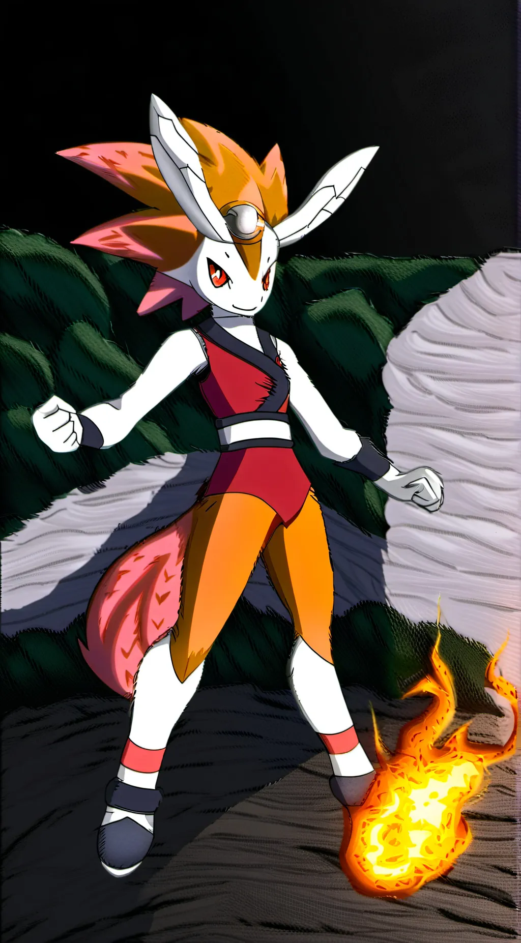 ai character: Cinderace (female) background