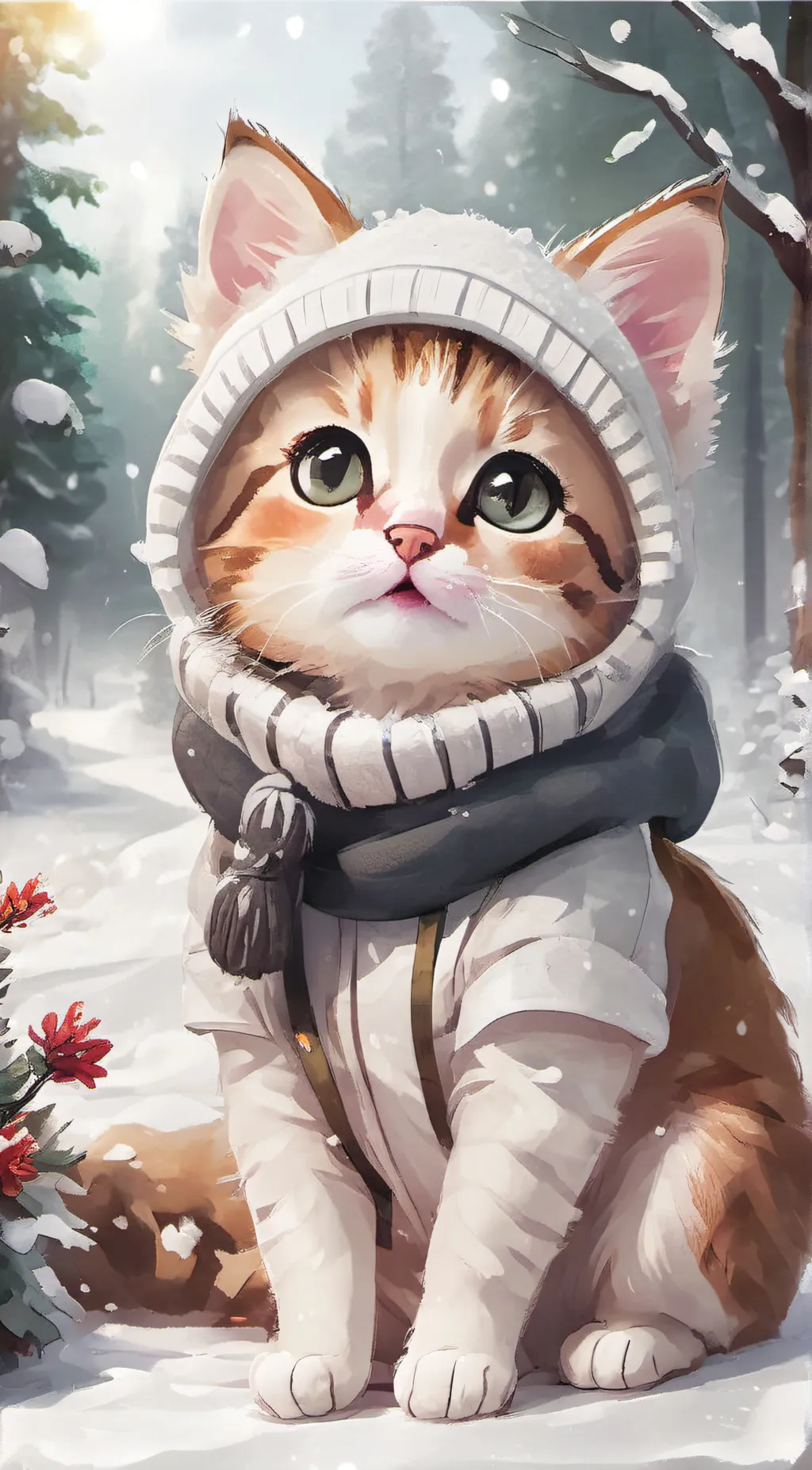 ai character: Winter kitty background