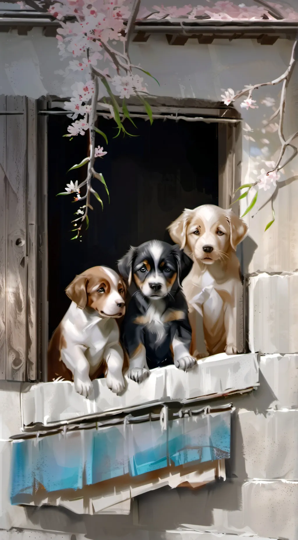 ai character: puppies  background