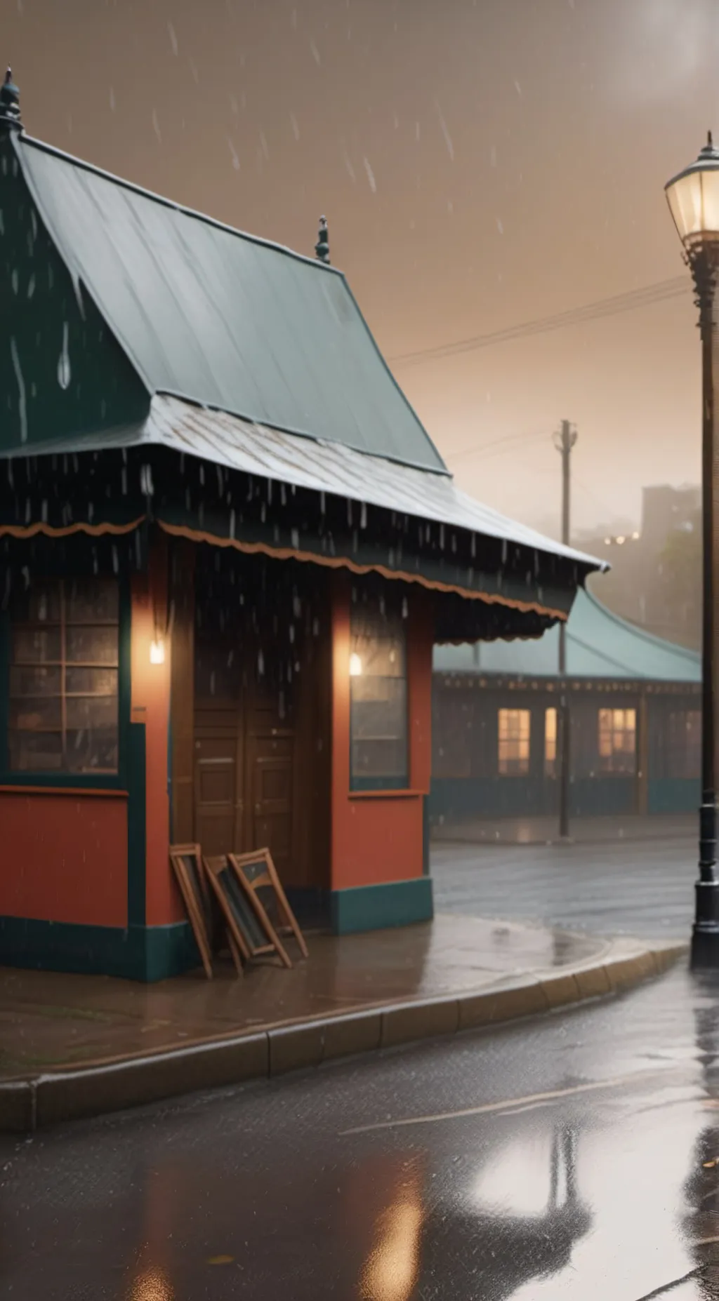 ai character: raining background