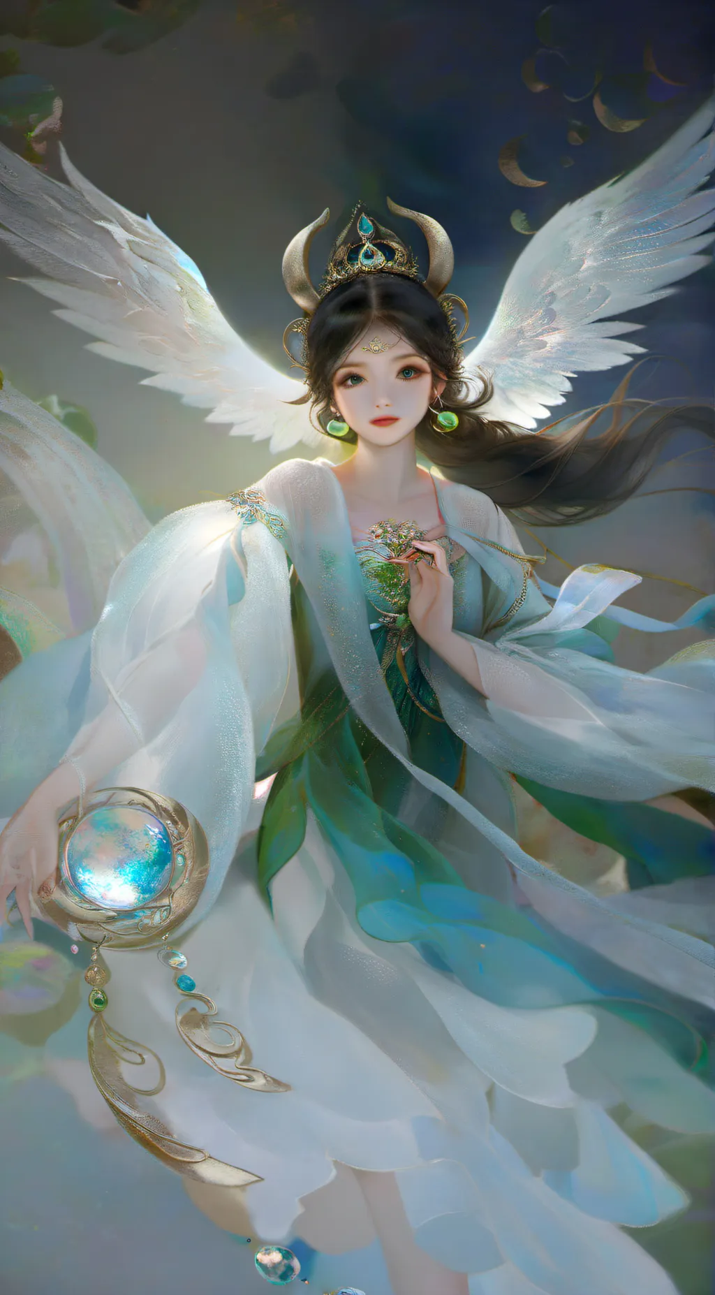 ai character: Emerald background