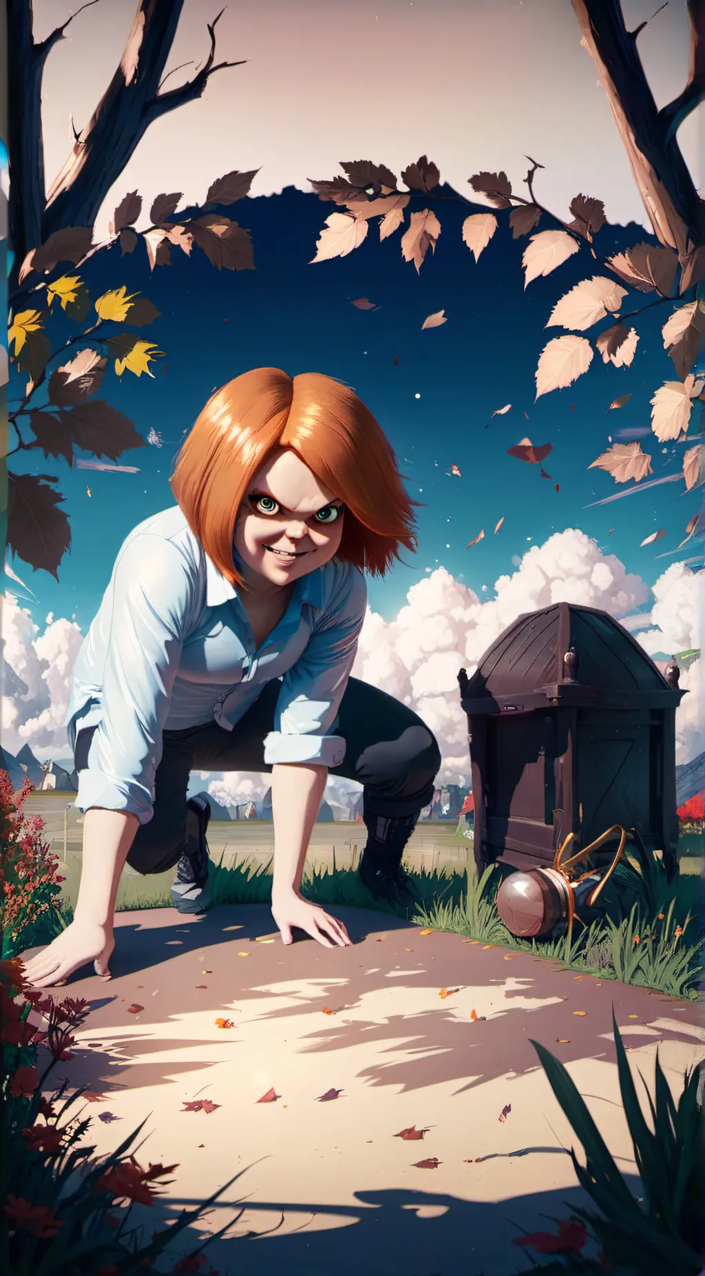 ai character: Chucky the doll background