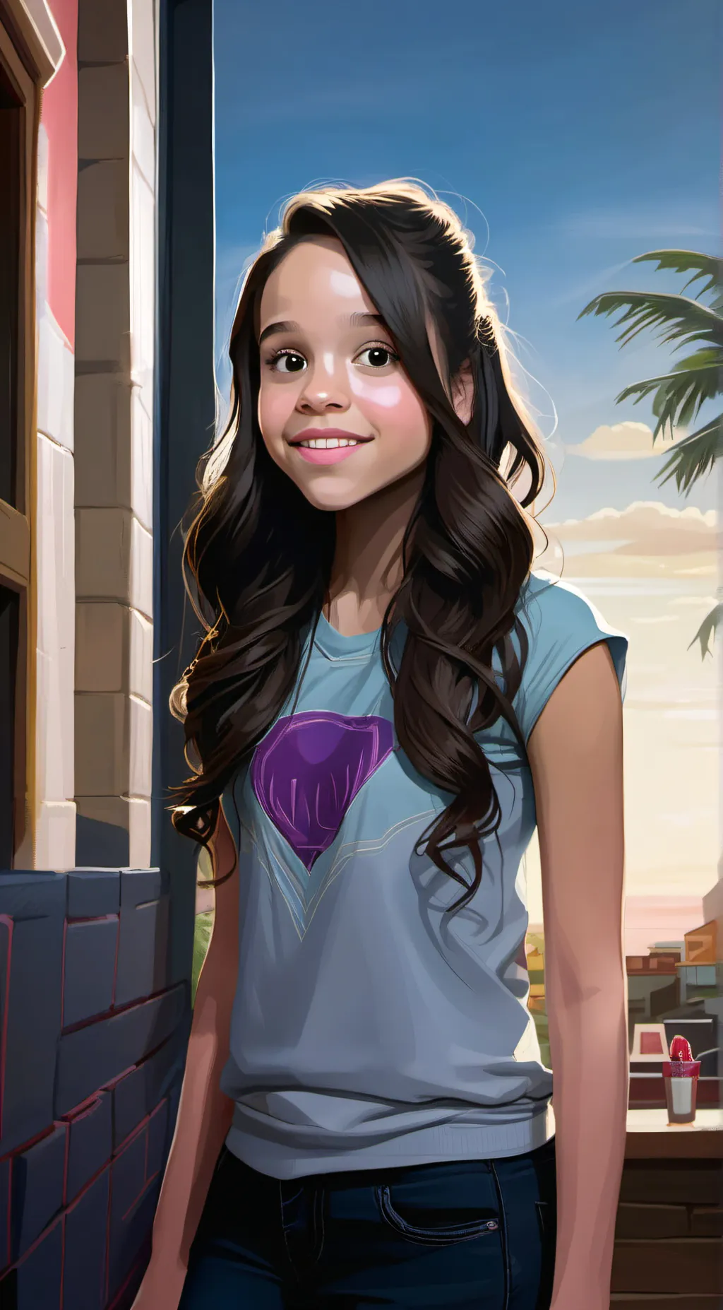 ai character: jenna Ortega  background
