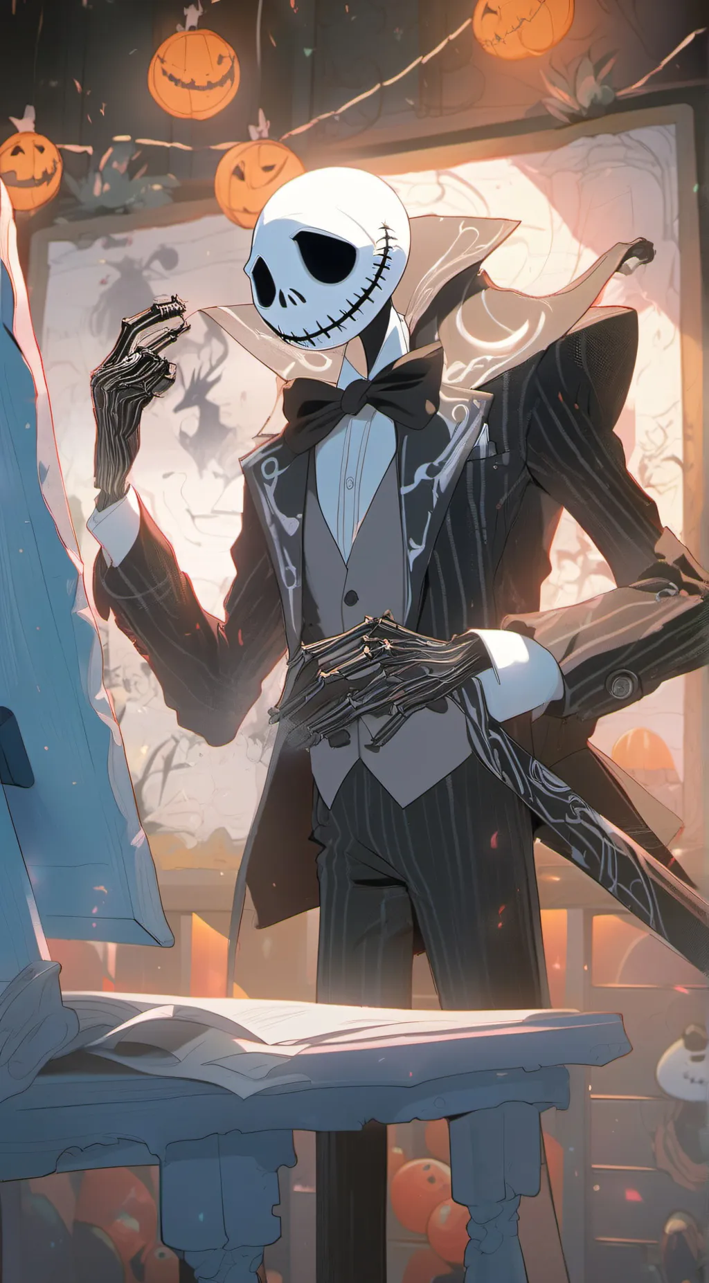 ai character: Halloween Town background